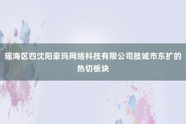 瑶海区四沈阳豪玛网络科技有限公司肢城市东扩的热切板块